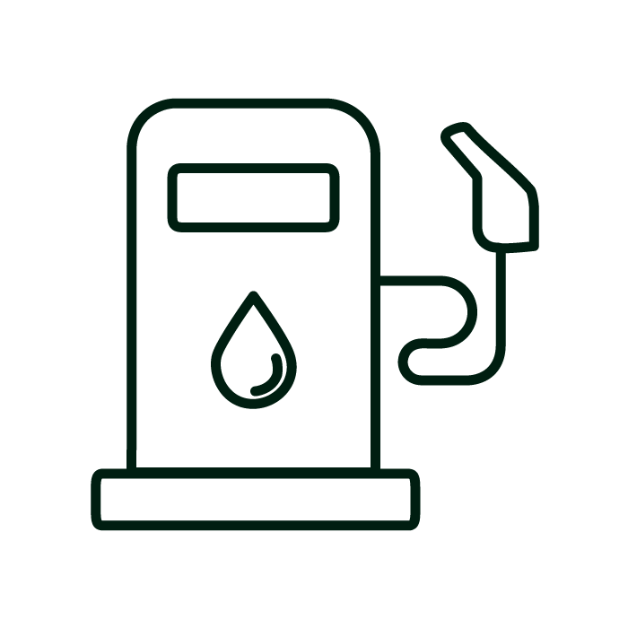 Grønt ikon av drivstoffpumpe for å illustrere diesel, parafin, fyringsolje og propan