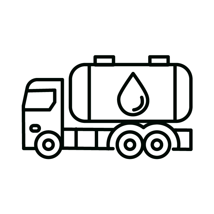 Grønt ikon av tankbil for å illustrere tanker / tilbehør